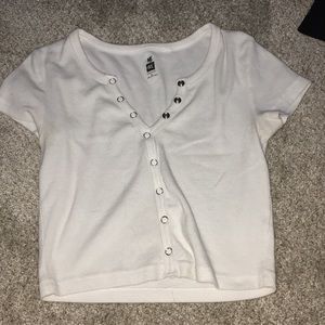 White v-neck crop top from pacsun